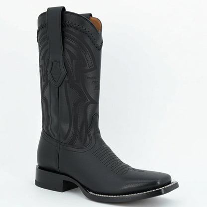  Grisly Black Western Square Toe Boots