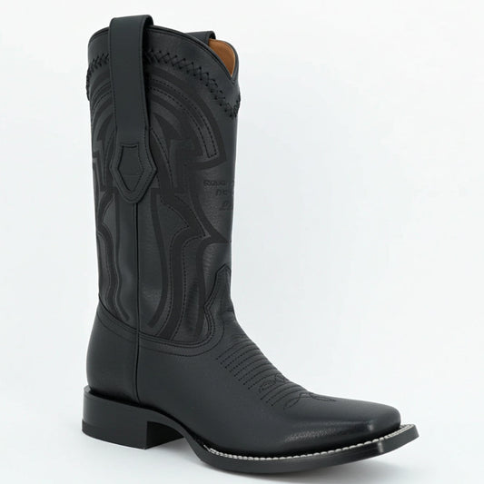  Grisly Black Western Square Toe Boots