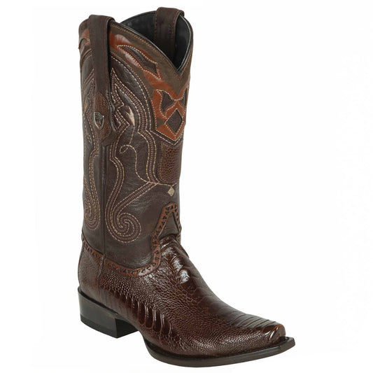  Brown Ostrich Leg Cowboy Boots Snip Toe