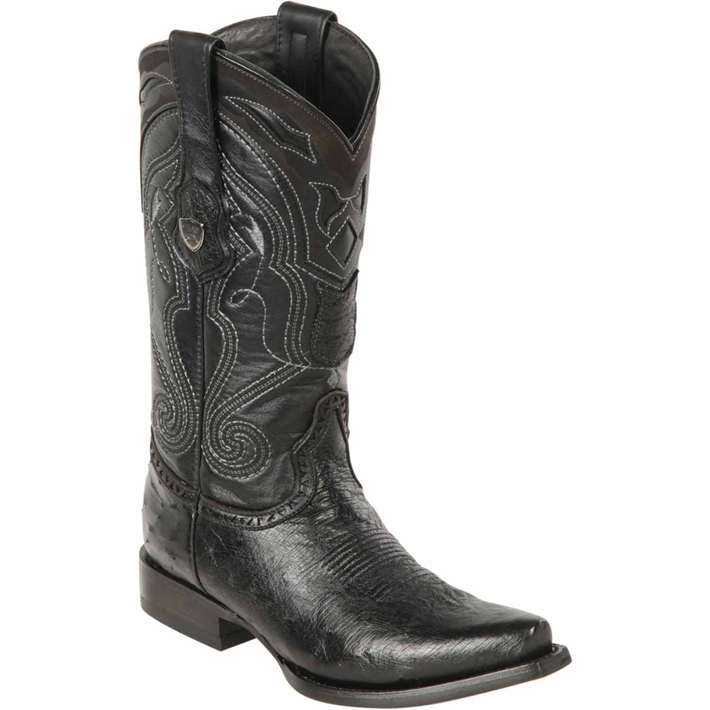  Black Smooth Ostrich Boots Snip Toe