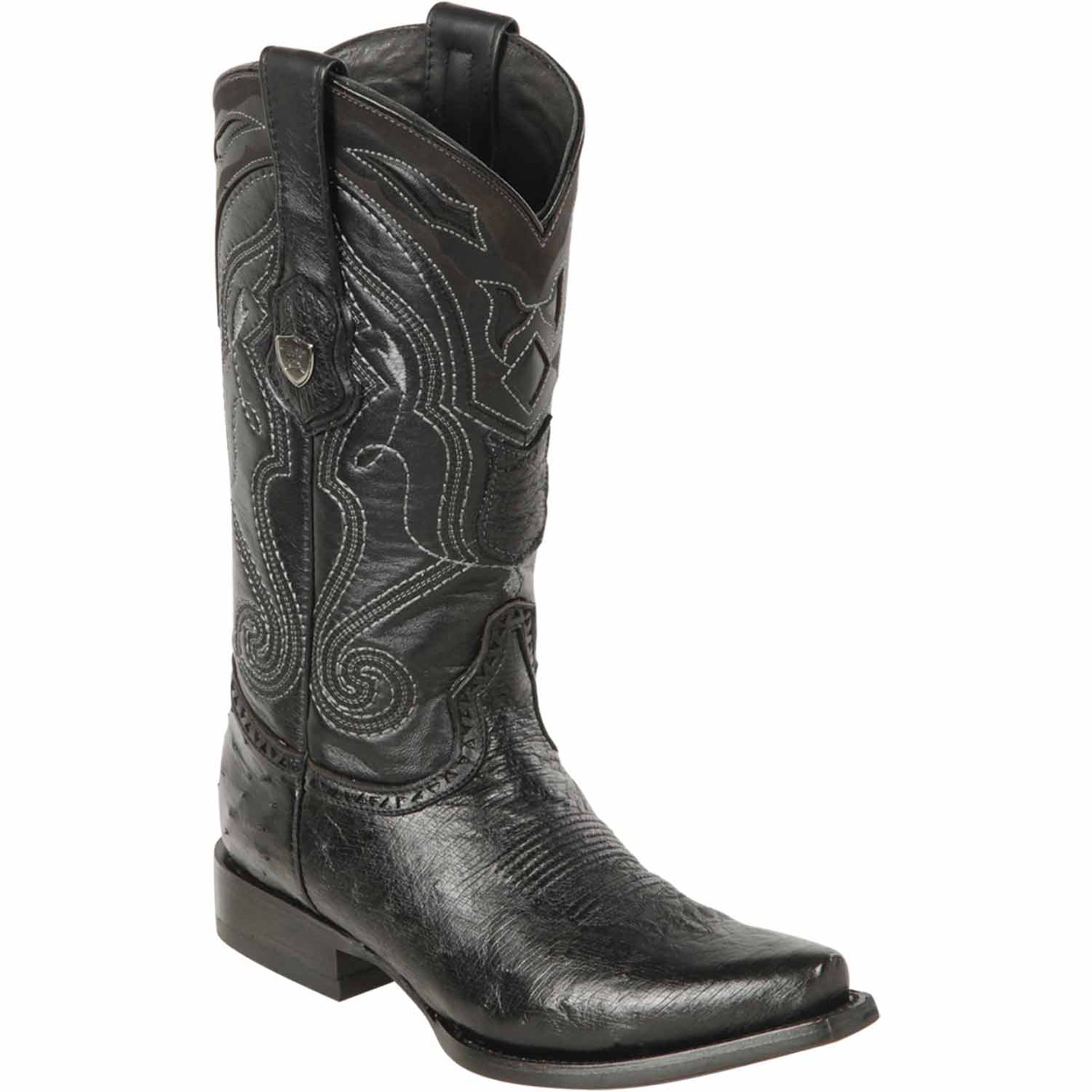  Black Smooth Ostrich Boots Snip Toe