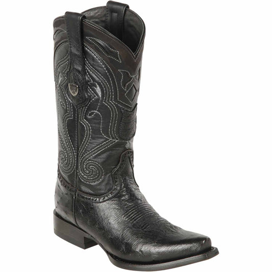  Black Smooth Ostrich Boots Snip Toe