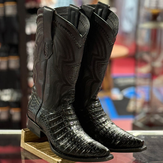  Black Caiman Boots Snip Toe