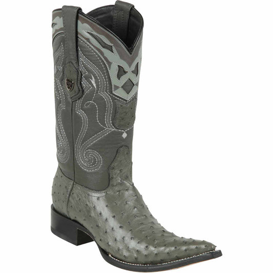  Grey Ostrich Cowboy Boots Pointy Toe