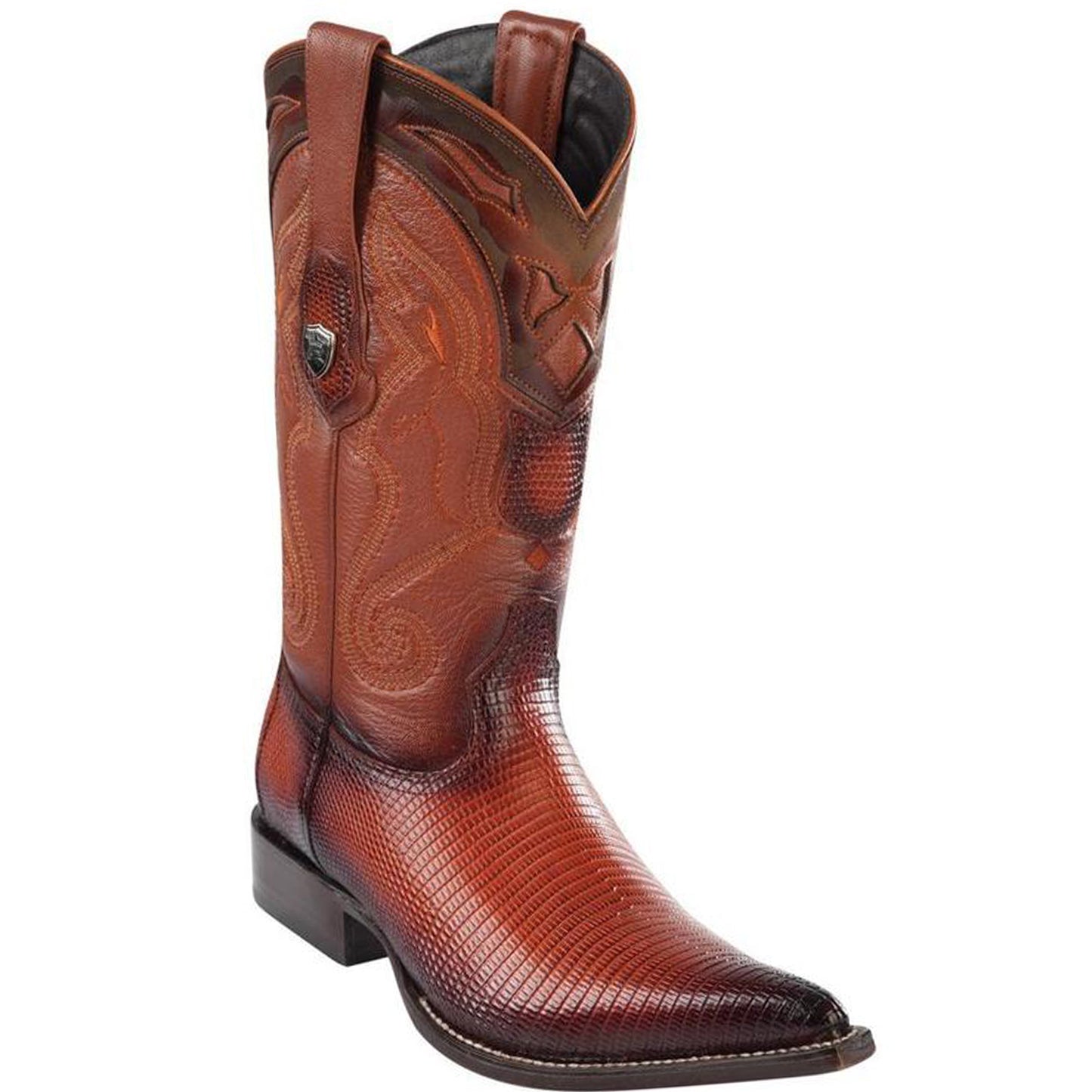  Ring Lizard Cognac Pointed Toe Western Boots