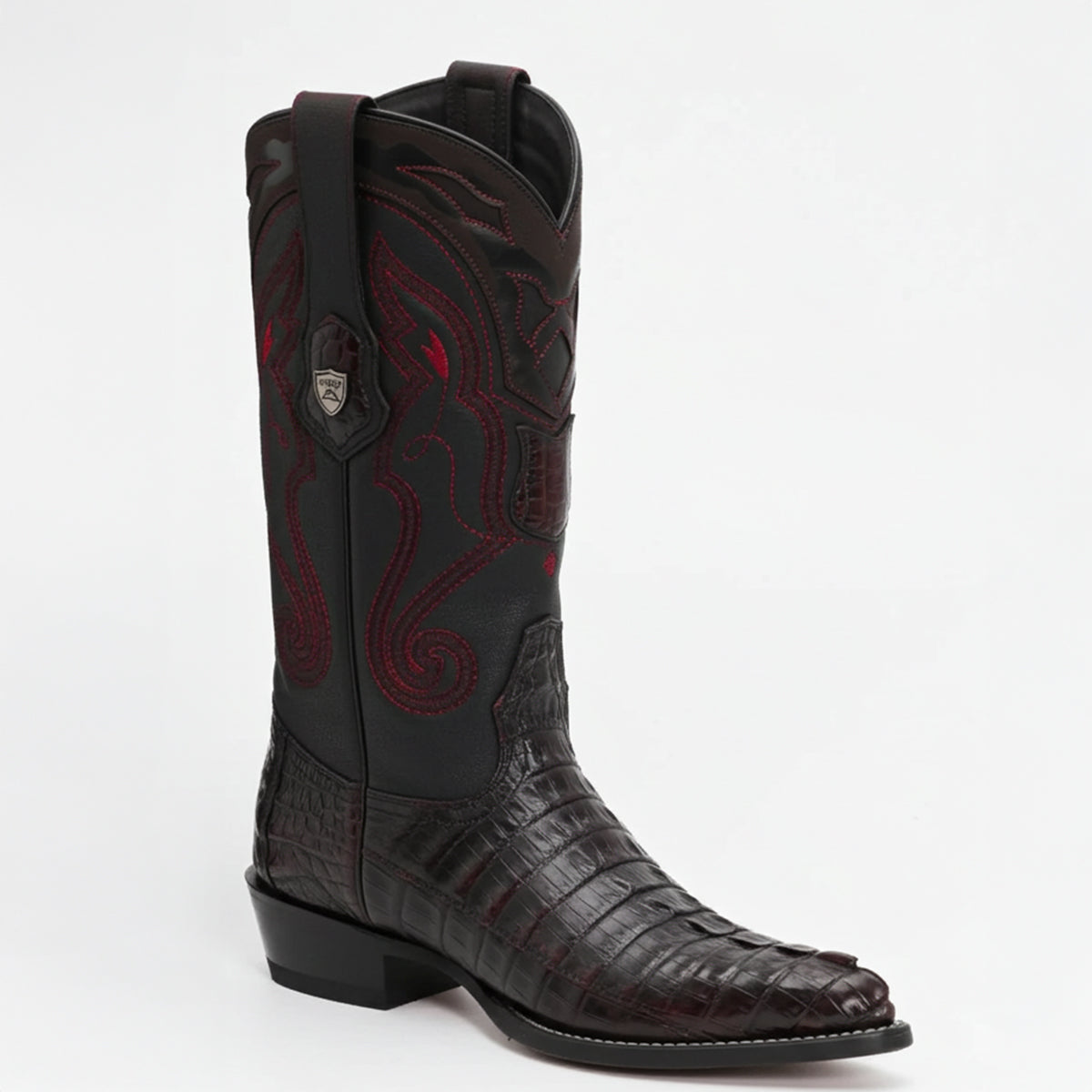  Black Cherry Caiman Tail Western Boots J-Toe