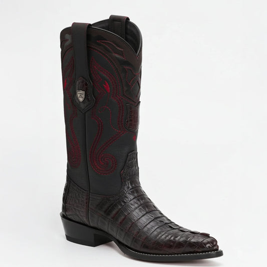  Black Cherry Caiman Tail Western Boots J-Toe