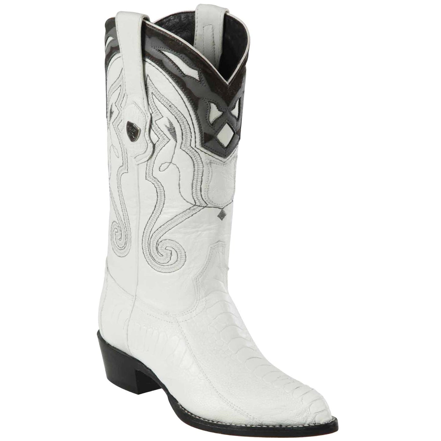  Mens White Ostrich Boots J-Toe