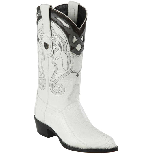  Mens White Ostrich Boots J-Toe