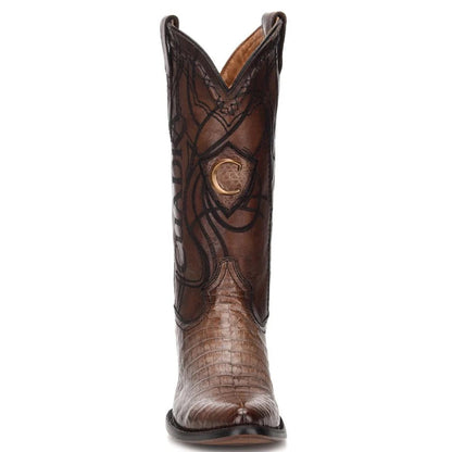  Caiman Belly Boots Paris Brown R-Toe