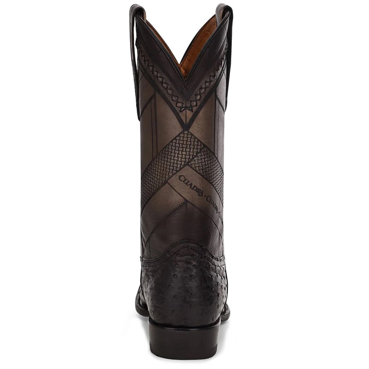  Round Toe Black Ostrich Boot