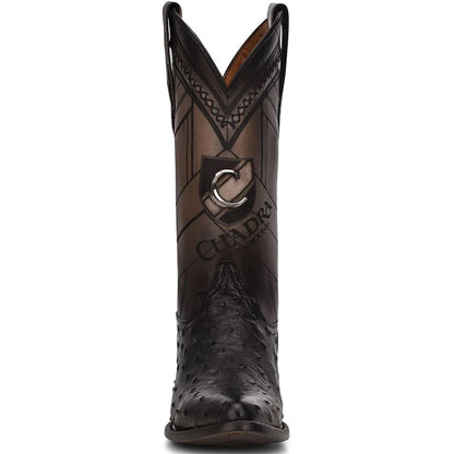  Round Toe Black Ostrich Boot