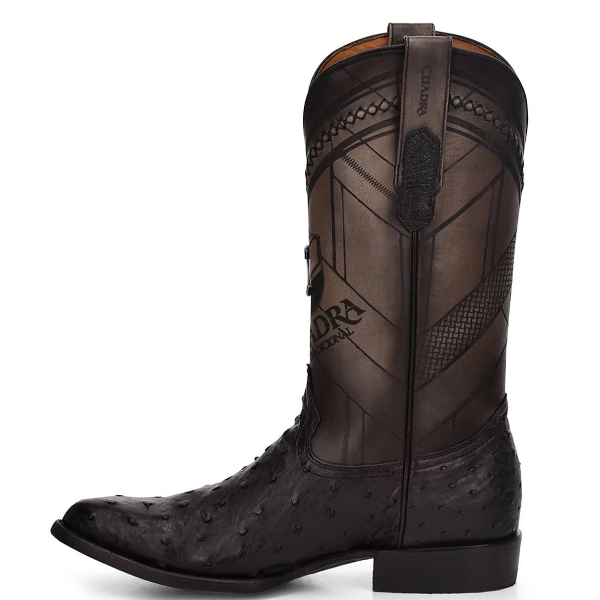  Round Toe Black Ostrich Boot