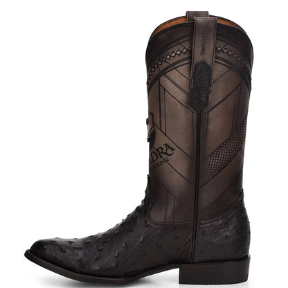  Round Toe Black Ostrich Boot