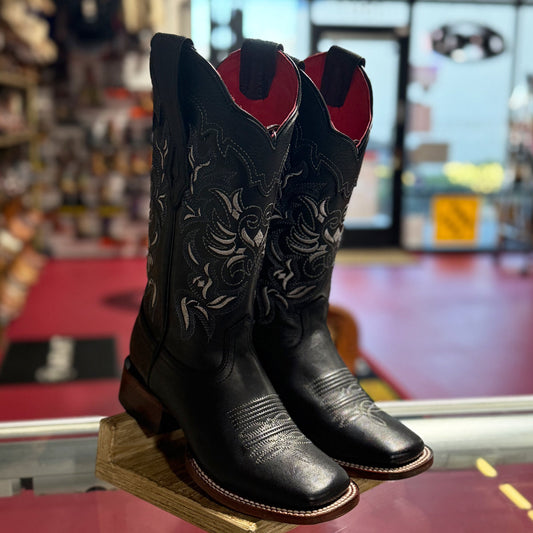 Black Square Toe Cowgirl Boots