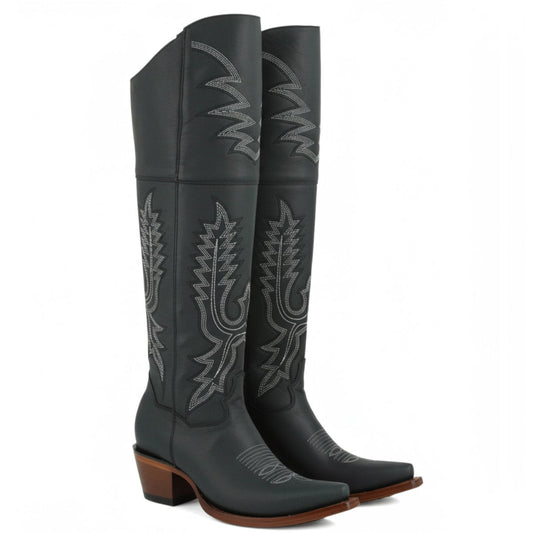  Desert Black Over The Knee Boots