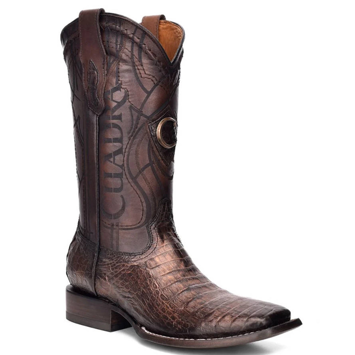  Paris Brown Caiman Square Toe Boots