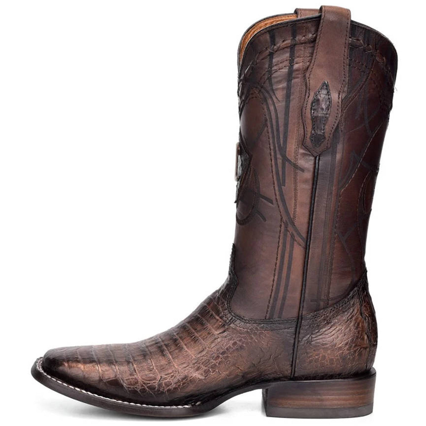  Paris Brown Caiman Square Toe Boots