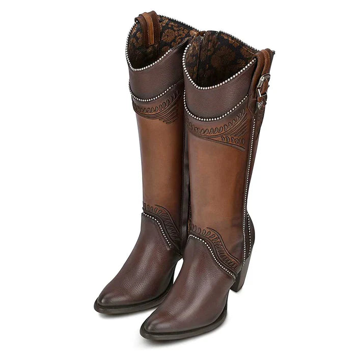  Chocolate Embroidered Tall Boot