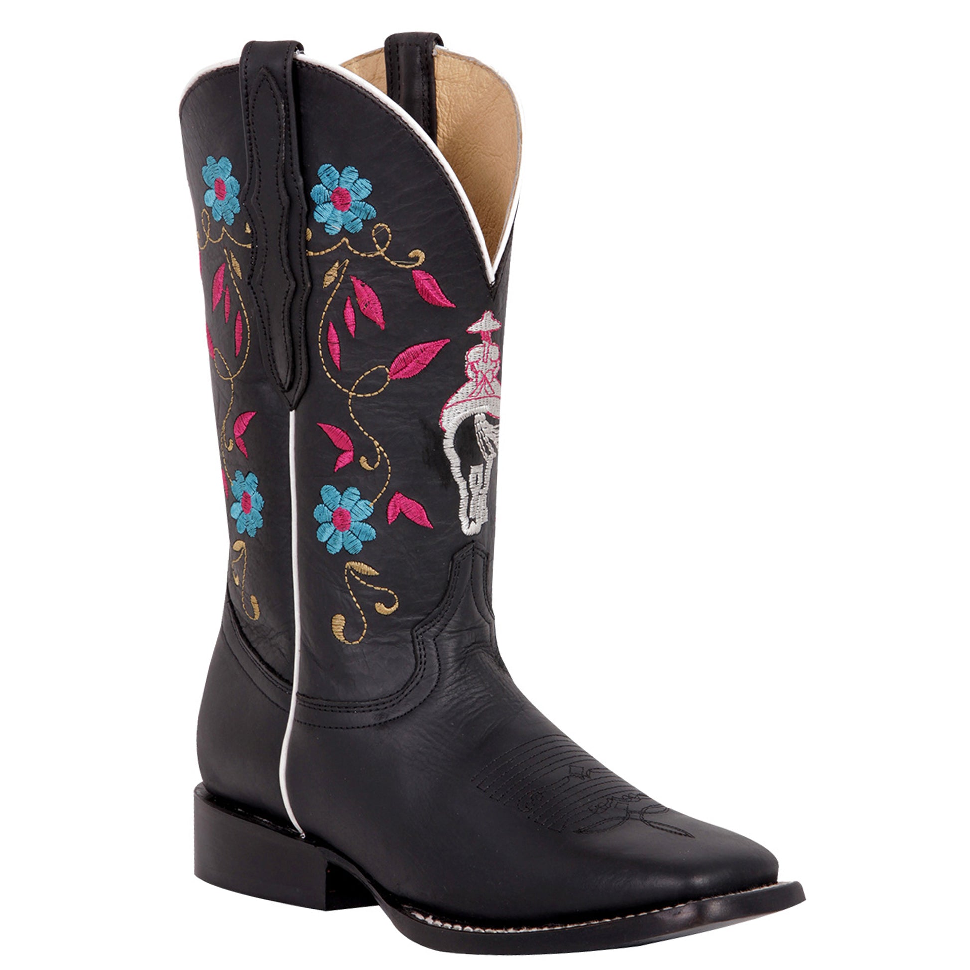  Escaramuza & Flower Embroidered Cowgirl Boots