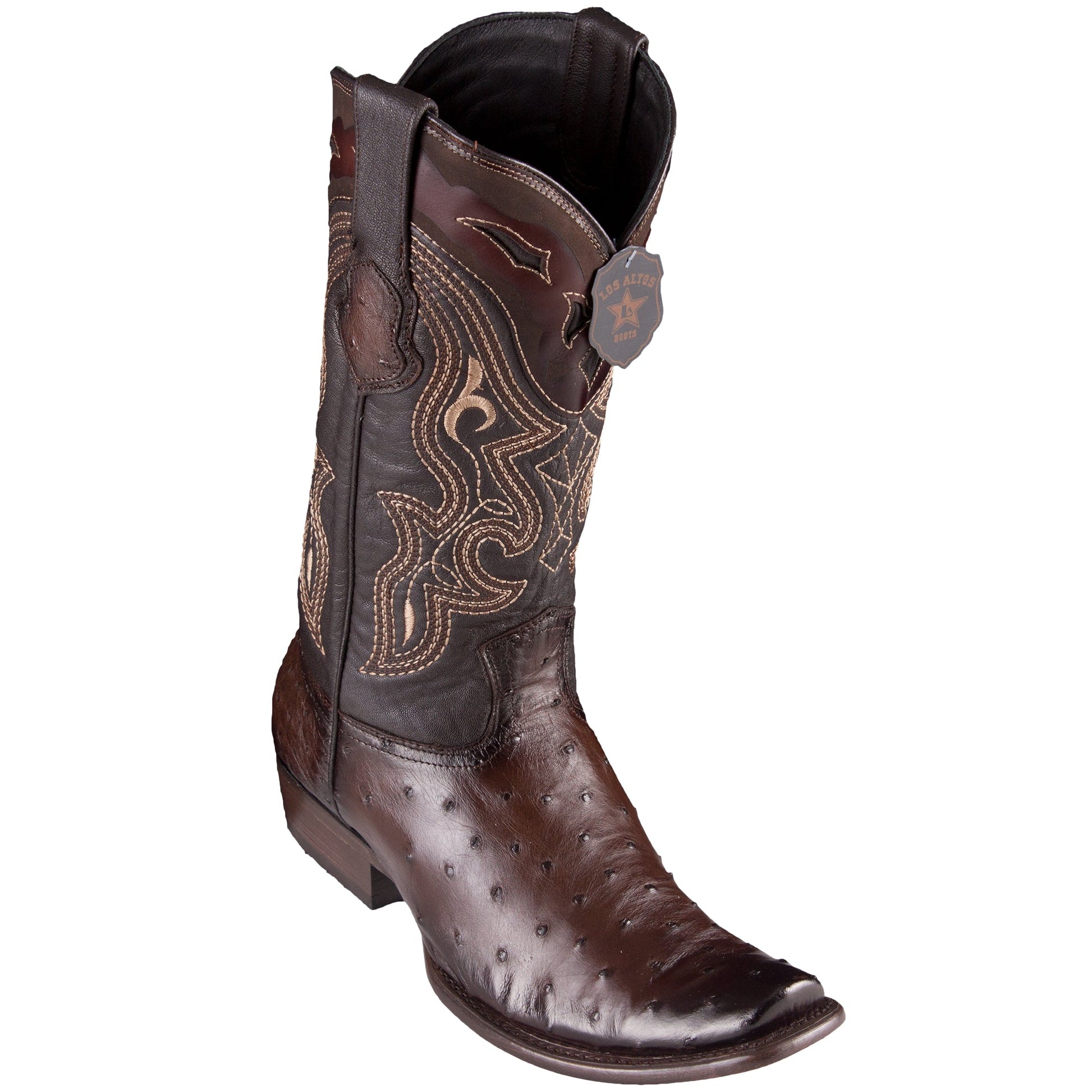  Brown Ostrich Boots Dubai Square Toe