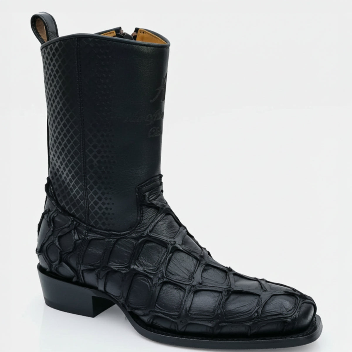  Black Pirarucu Western Boots 7x Square Toe