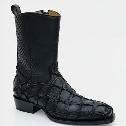  Black Pirarucu Western Boots 7x Square Toe
