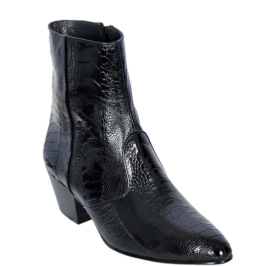  Mens Ostrich Leg Cuban Heel Ankle Boots