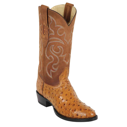 Amber Ostrich Cowboy Boots R-Toe