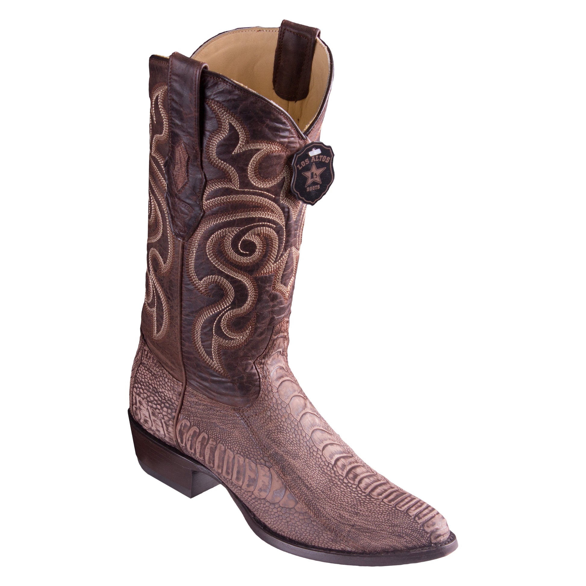  Sanded Brown Ostrich Leg Boots