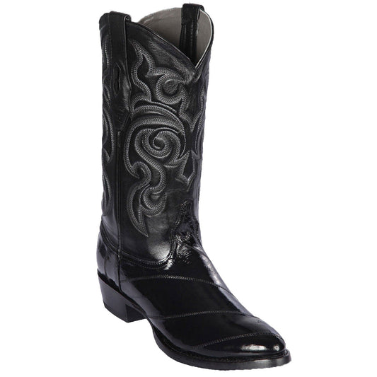  Black Eel Skin R-Toe Western Boots