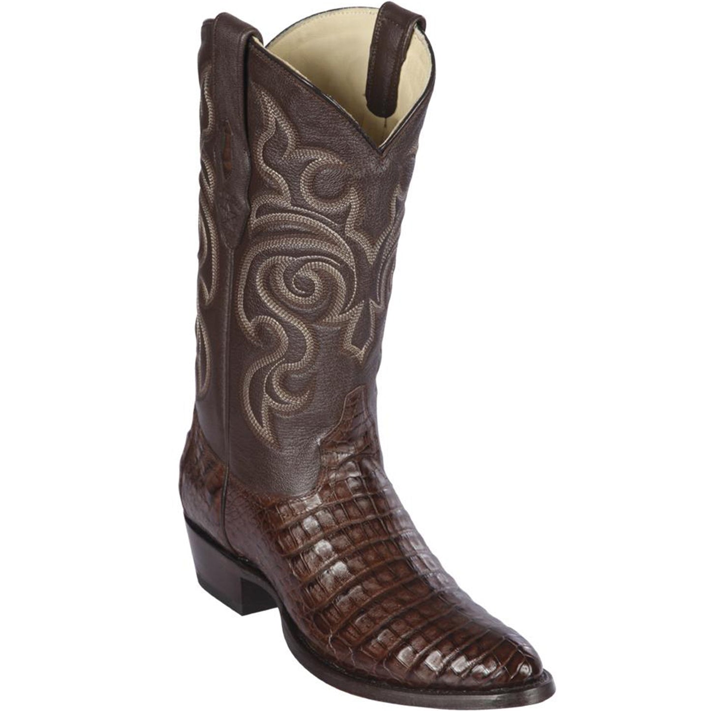  Mens Brown Caiman Boots R-Toe