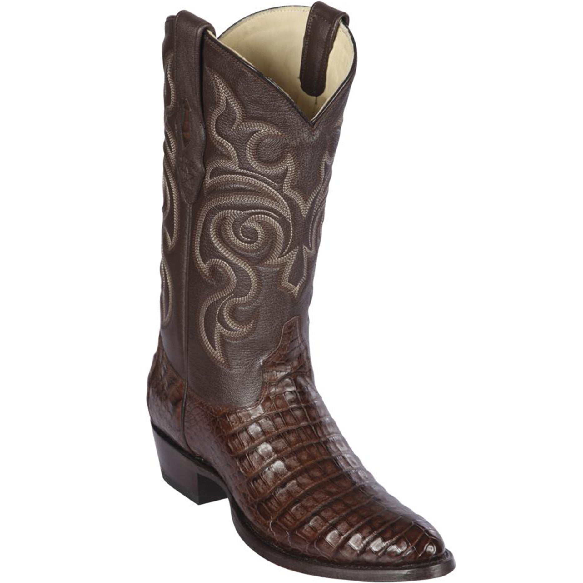  Mens Brown Caiman Boots R-Toe