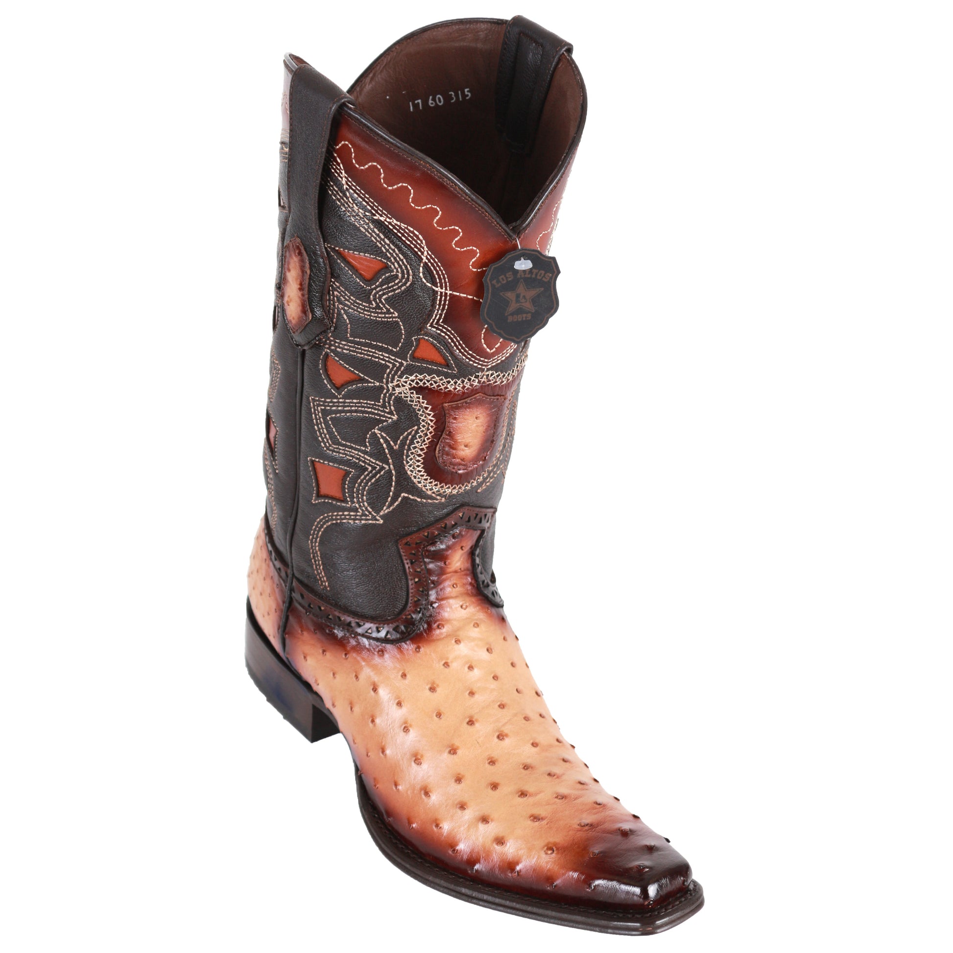  Men's Ostrich European Toe Western Boots - Faded Oryx
