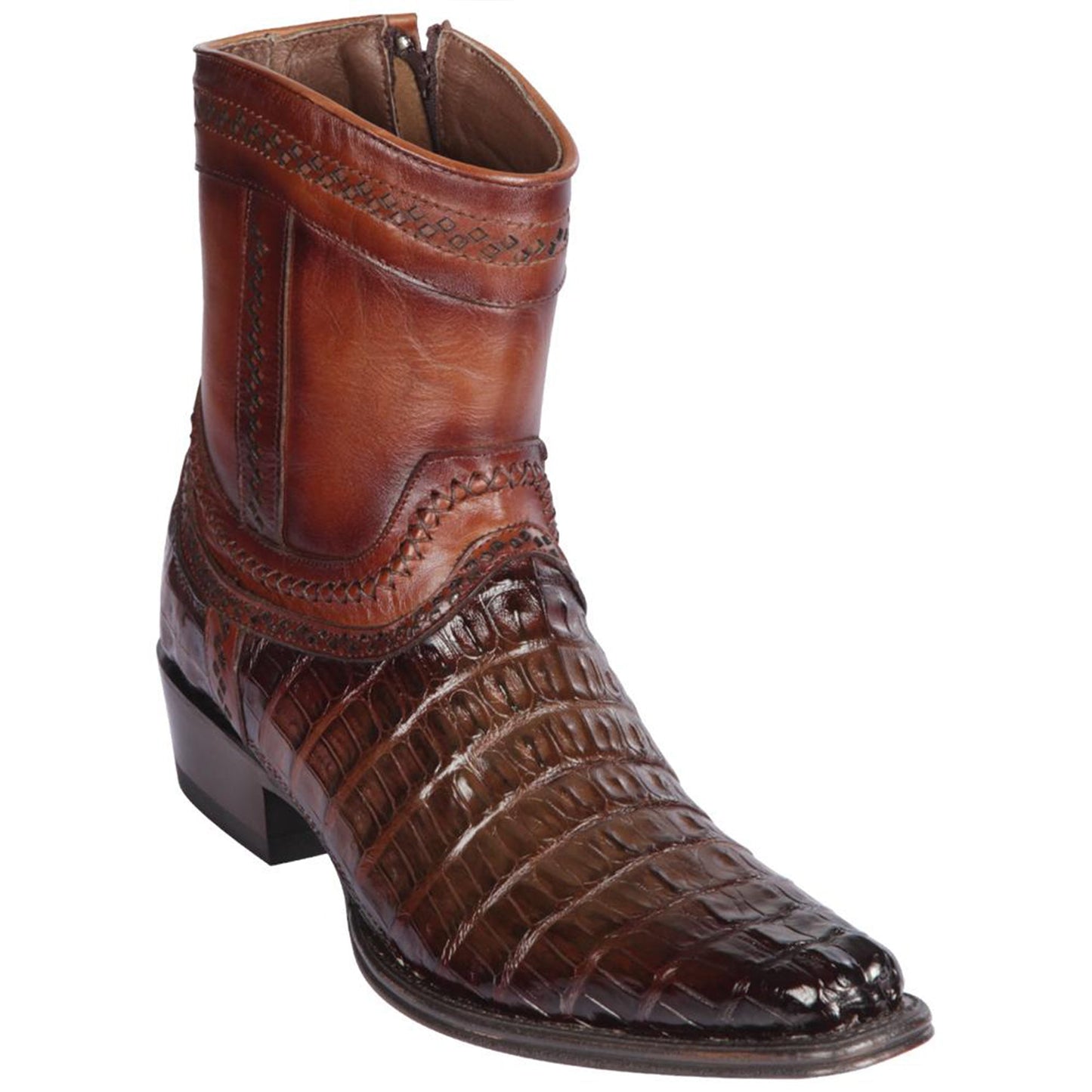 Caiman Tail Mens European Square Toe Boots Faded Brown