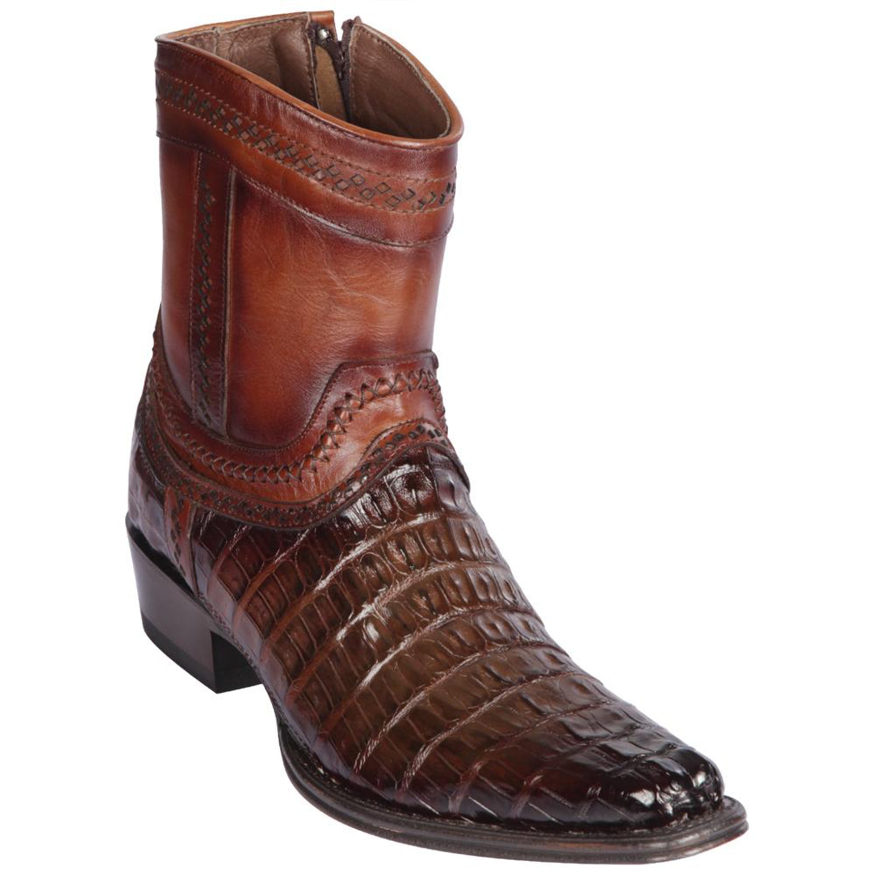  Caiman Tail Mens European Square Toe Boots Faded Brown
