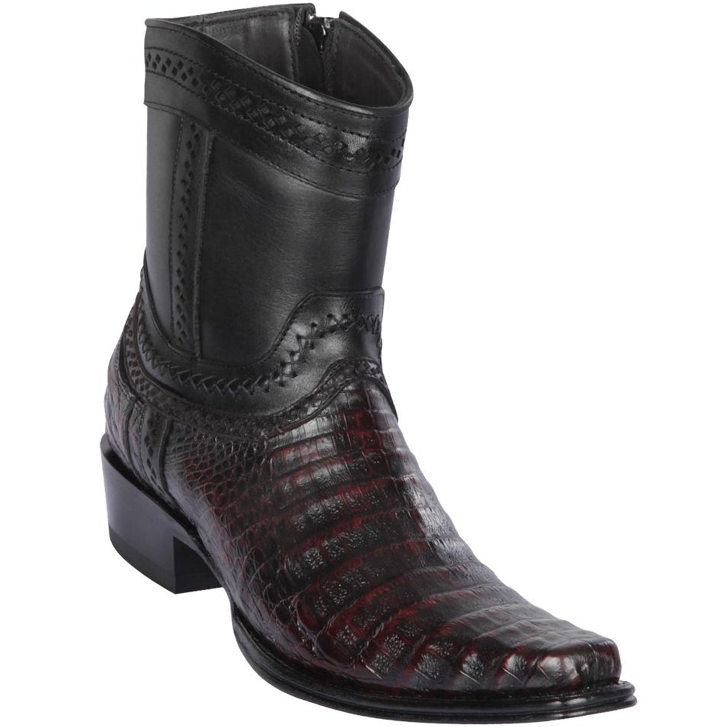  Caiman Belly Short Cowboy Boots Black Cherry