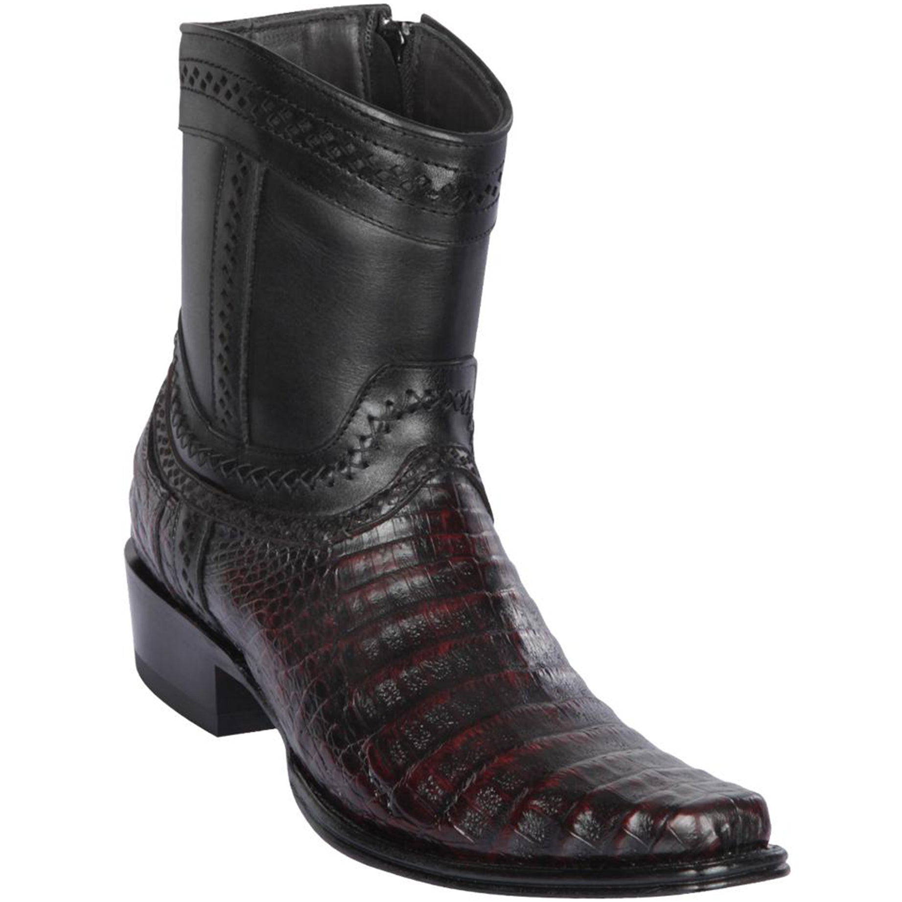 Caiman Belly Short Cowboy Boots Black Cherry