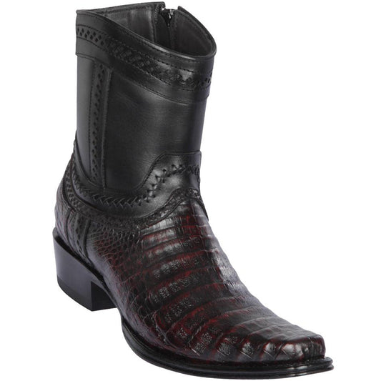  Caiman Belly Short Cowboy Boots Black Cherry