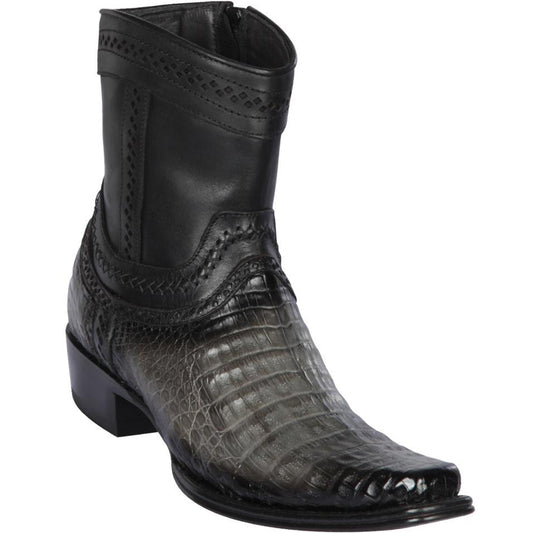  Short Ankle Grey Caiman Boots European Toe