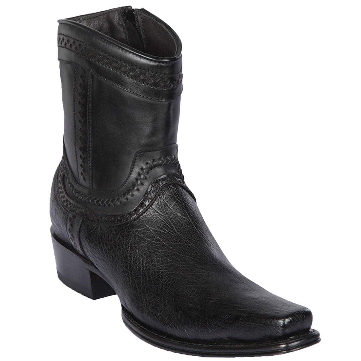  Smooth Ostrich Black Short Cowboy Boots