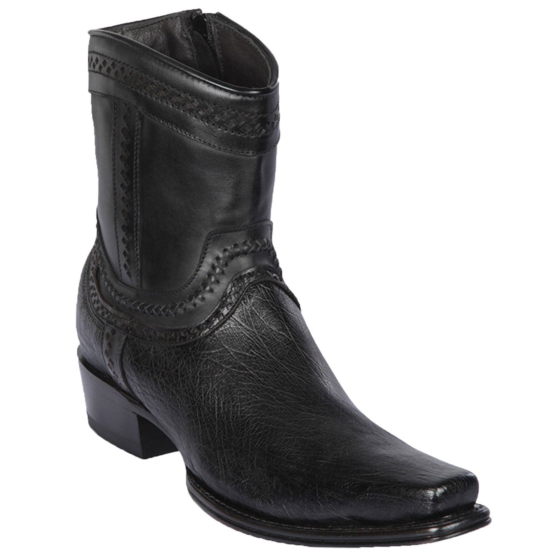  Smooth Ostrich Black Short Cowboy Boots