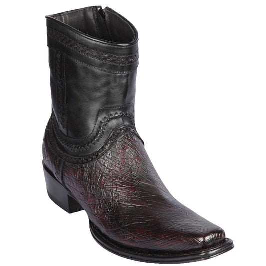  Smooth Ostrich Short Cowboy Boots Black Cherry