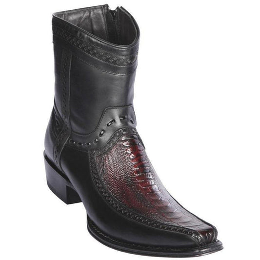  Ostrich Leg Black Cherry Short Western Boots