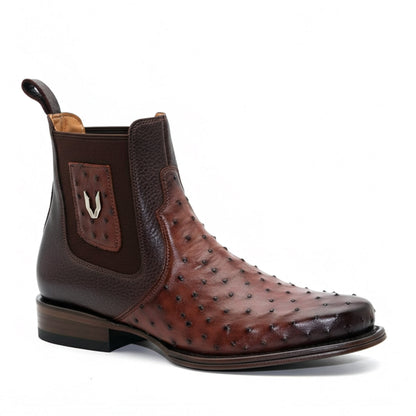  Milan Brown Ostrich Chelsea Boot