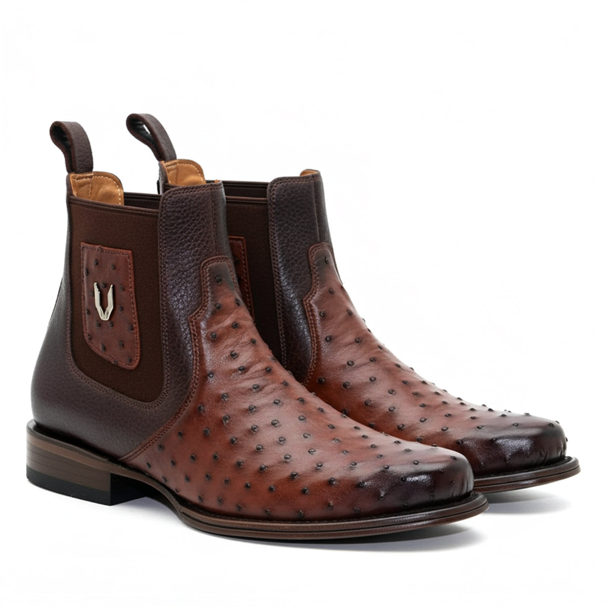  Milan Brown Ostrich Chelsea Boot