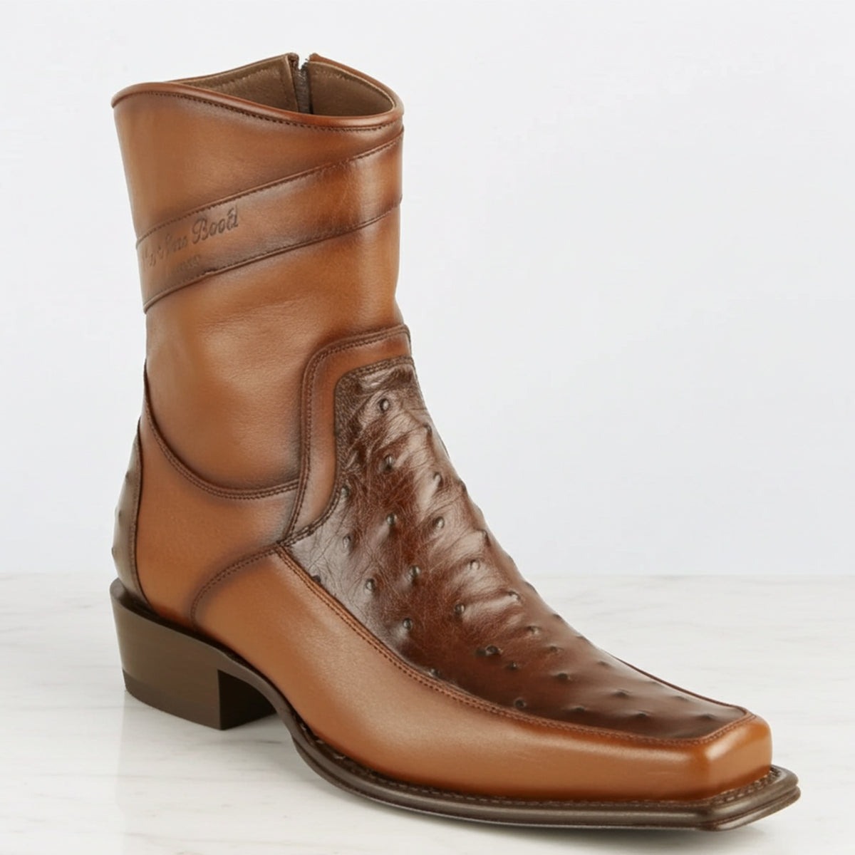  Short Ostrich Boots European Toe