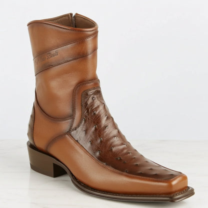  Short Ostrich Boots European Toe