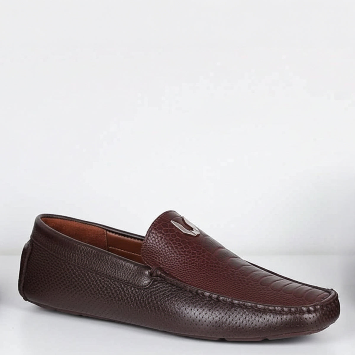  Brown Grasso Ostrich Leg Moccasins
