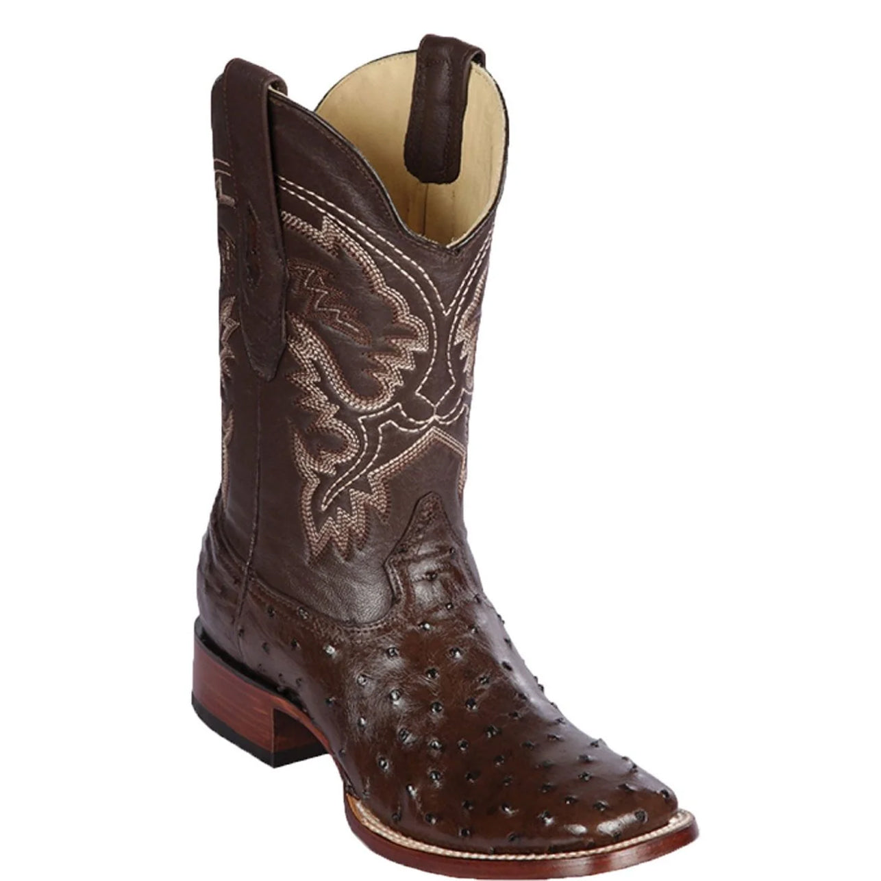 Brown Square Toe Boots Ostrich